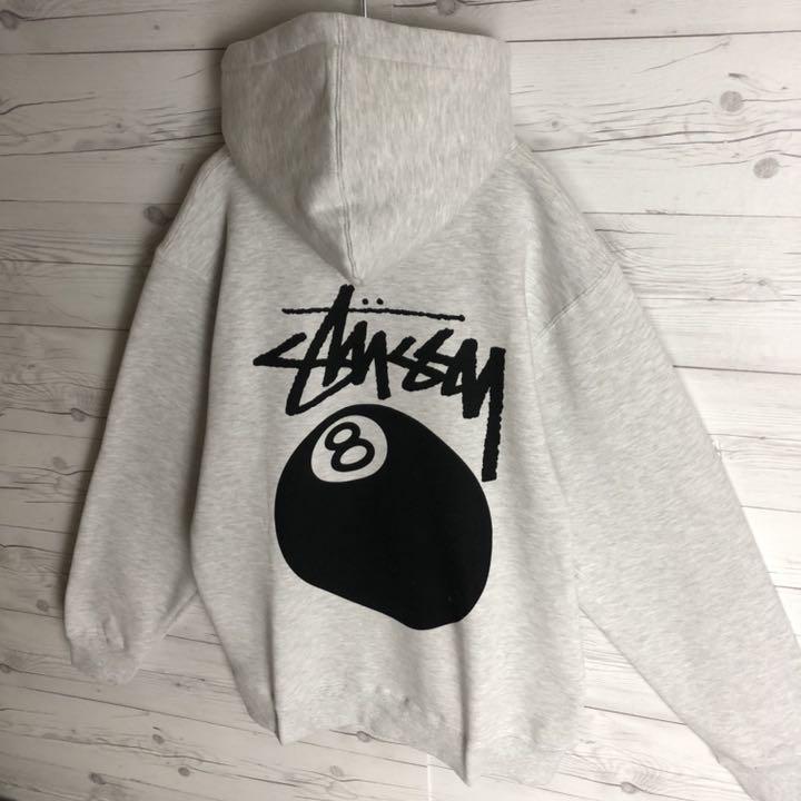 新品送料無料 最高デザイン 希少 奇抜 パーカー 極美品 Zo3Gq-m20103434699 STUSSY 8ボール 両面ロゴ 通販再入荷