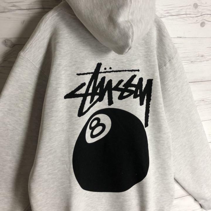 新品送料無料 最高デザイン 希少 奇抜 パーカー 極美品 Zo3Gq-m20103434699 STUSSY 8ボール 両面ロゴ 通販再入荷