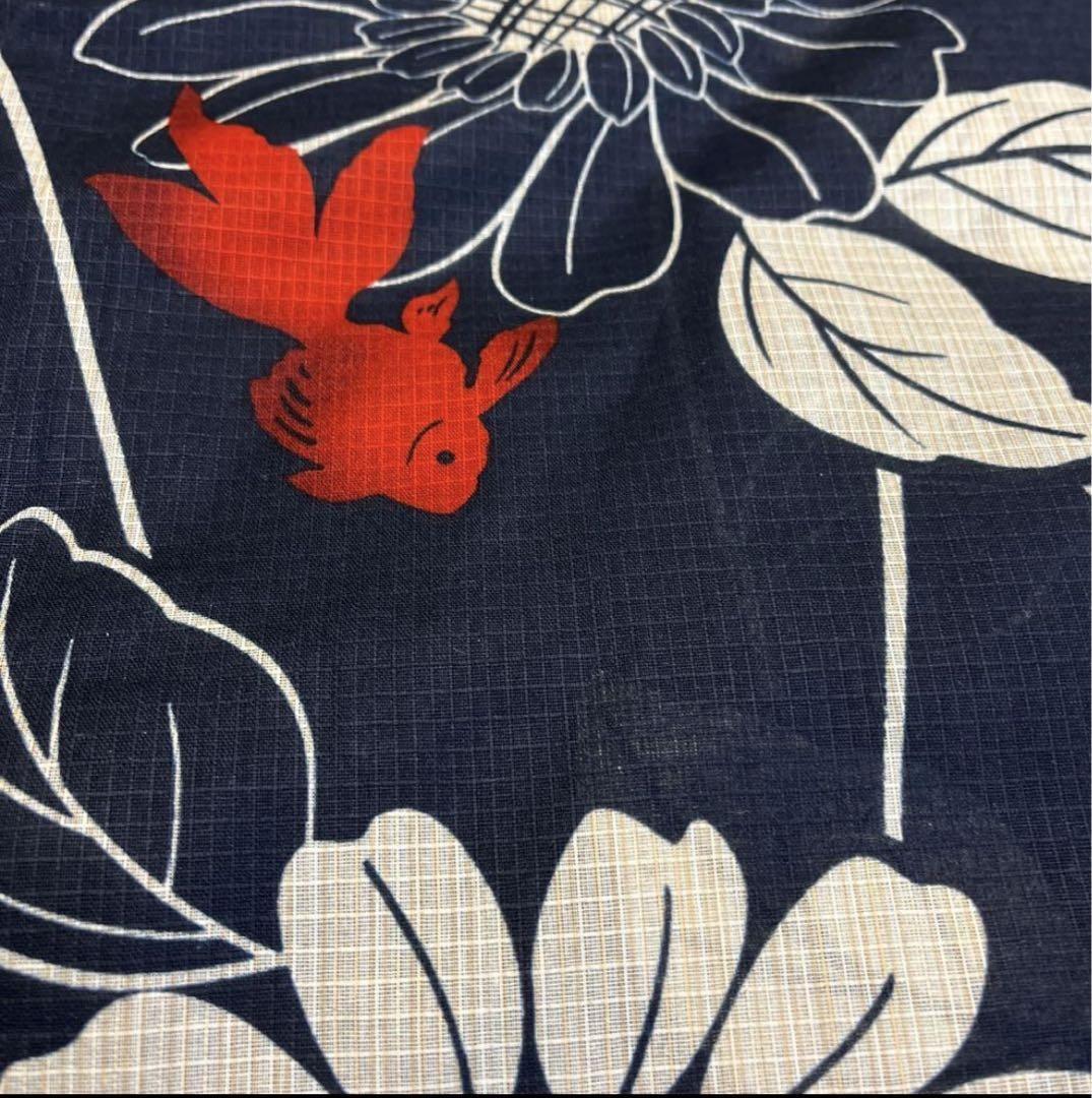 新品　プチプラのあや　向日葵金魚浴衣　花柄 浴衣 ネイビー しまむら 新品 プチプラのあや 向日葵金魚浴衣 花柄 浴衣 ネイビー