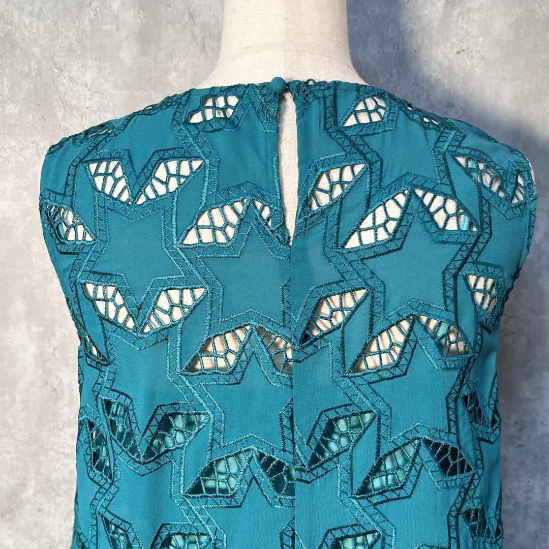 カットワーク刺繍 マキシ丈ワンピース