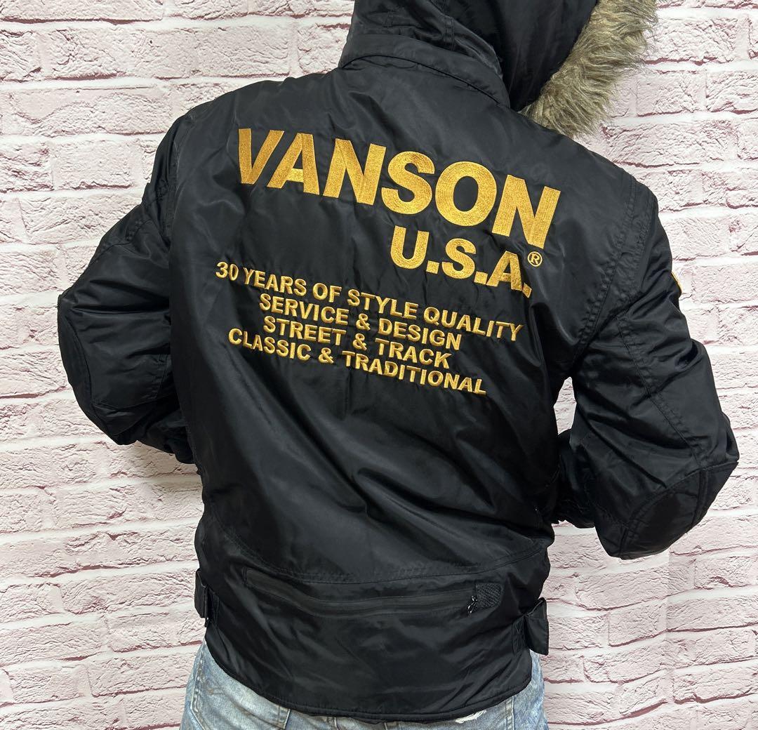 【☆カッコよさの頂点☆】極美品 VANSON 中綿 フライトジャケット XL 黒