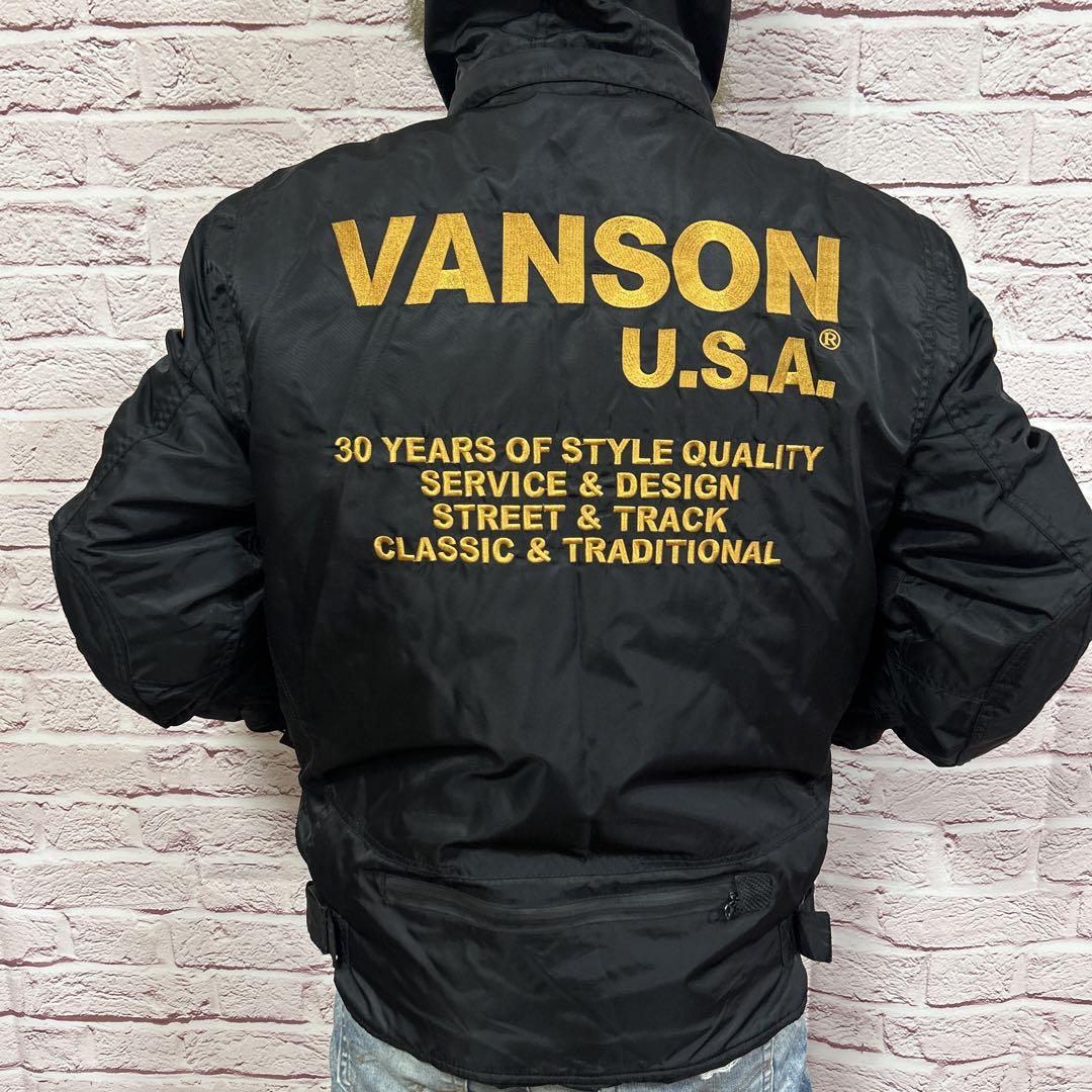 【☆カッコよさの頂点☆】極美品 VANSON 中綿 フライトジャケット XL 黒