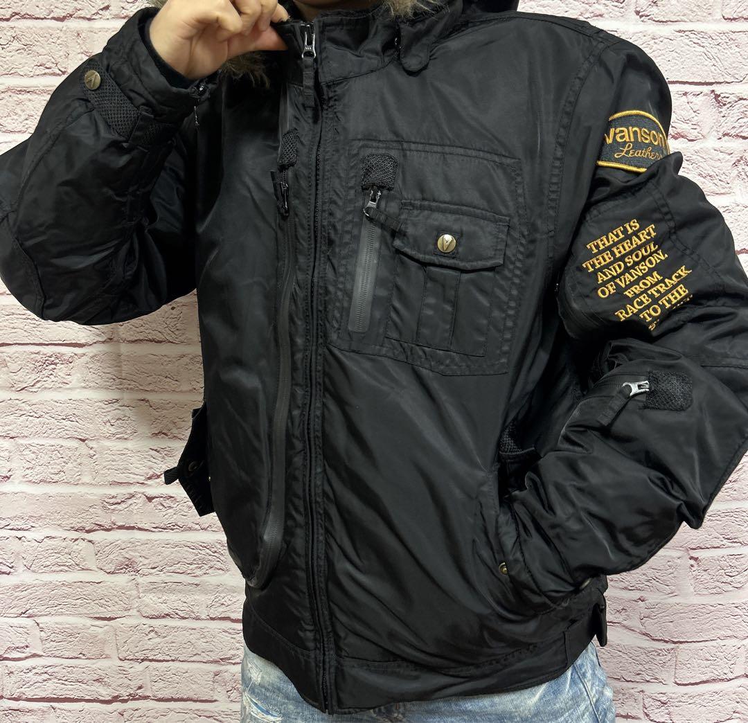 【☆カッコよさの頂点☆】極美品 VANSON 中綿 フライトジャケット XL 黒