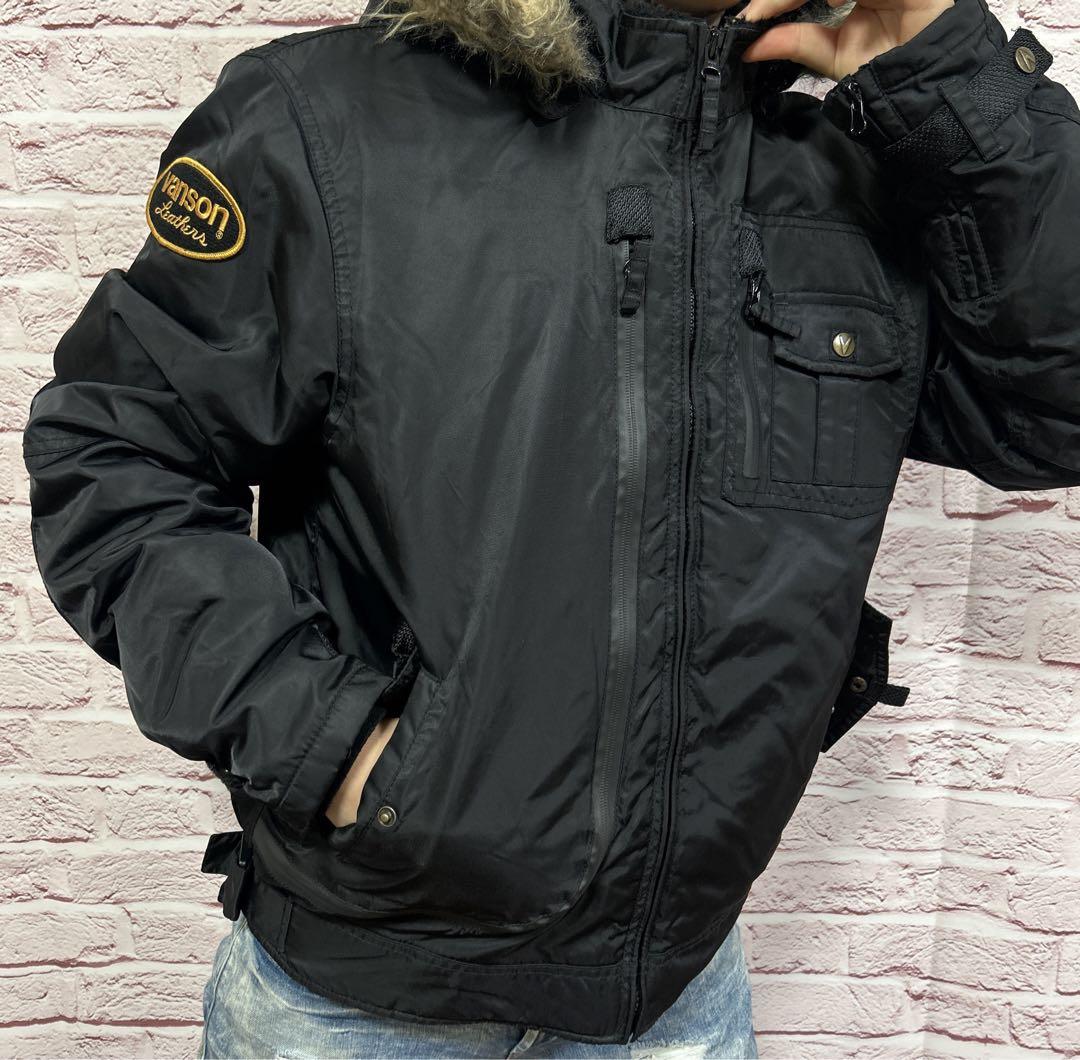 【☆カッコよさの頂点☆】極美品 VANSON 中綿 フライトジャケット XL 黒