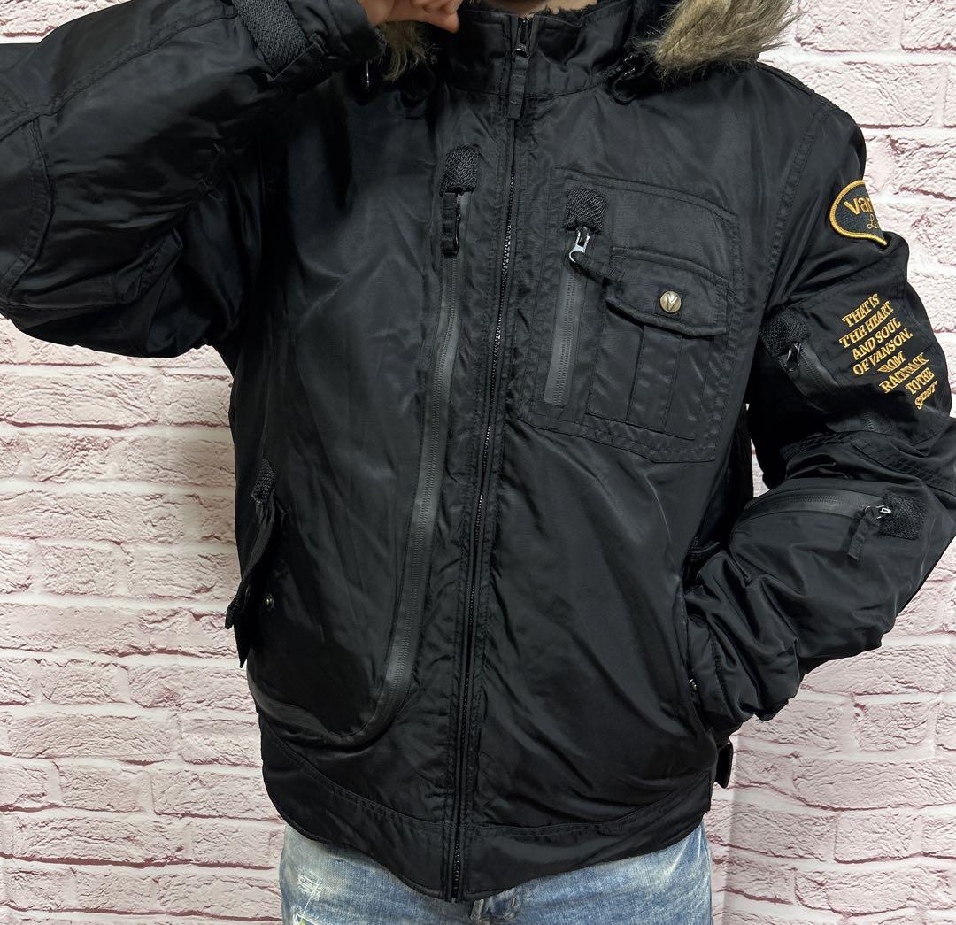 【☆カッコよさの頂点☆】極美品 VANSON 中綿 フライトジャケット XL 黒