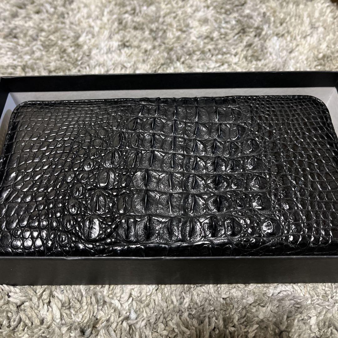 クロコダイルレザー ブラック 長財布
