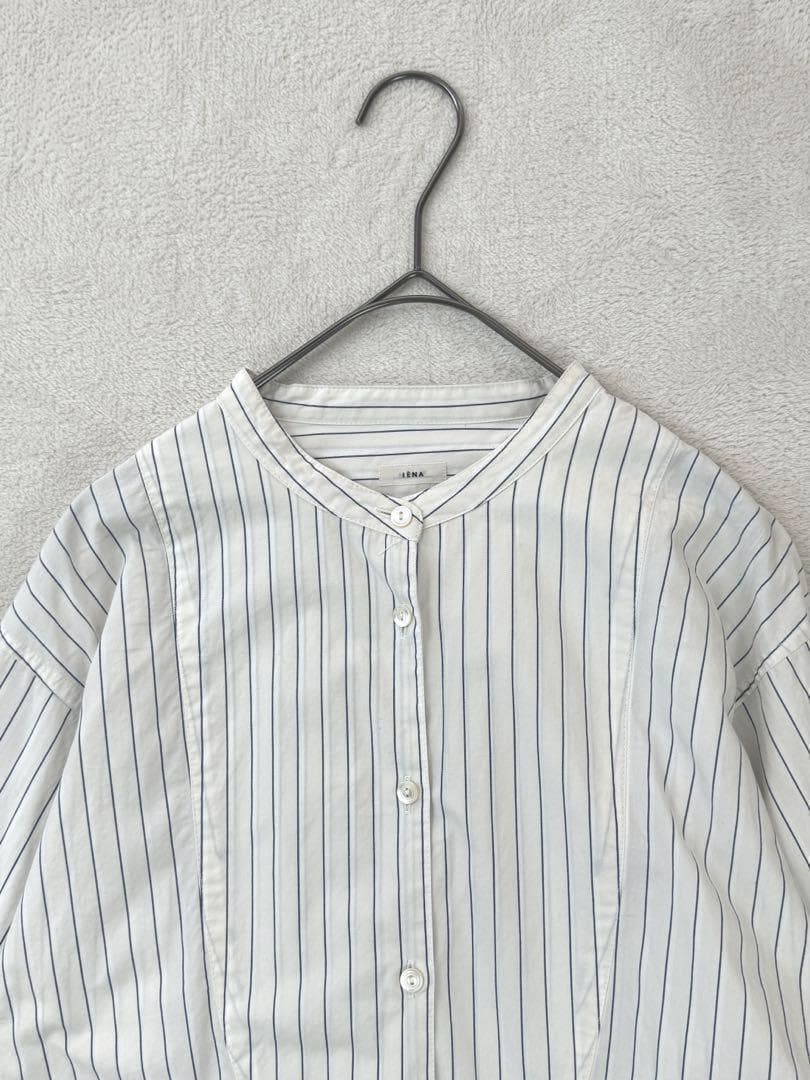 IENAイエナ　バンドカラーシャツ　ブラウス　ストライプ　コットン 36