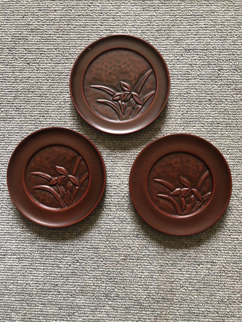 鎌倉彫茶托3個未使用品