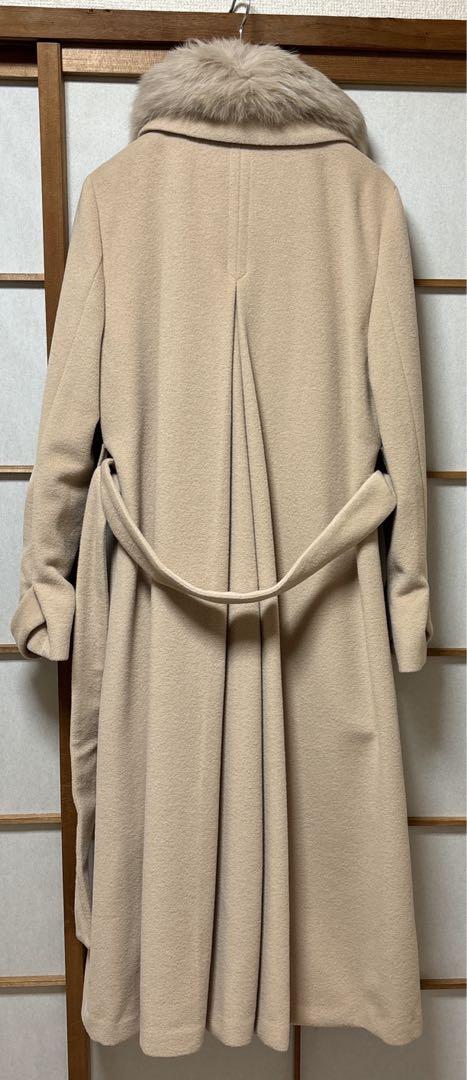eaphi ベージュ ウール風 ロングコート ウエストベルト付き ウール混紡ロングコート フード付きロングウールコート ベージュ