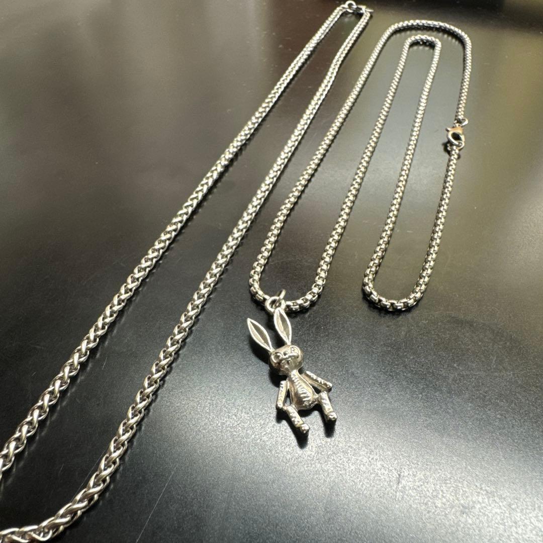 うさぎ ロングネックレス シルバー