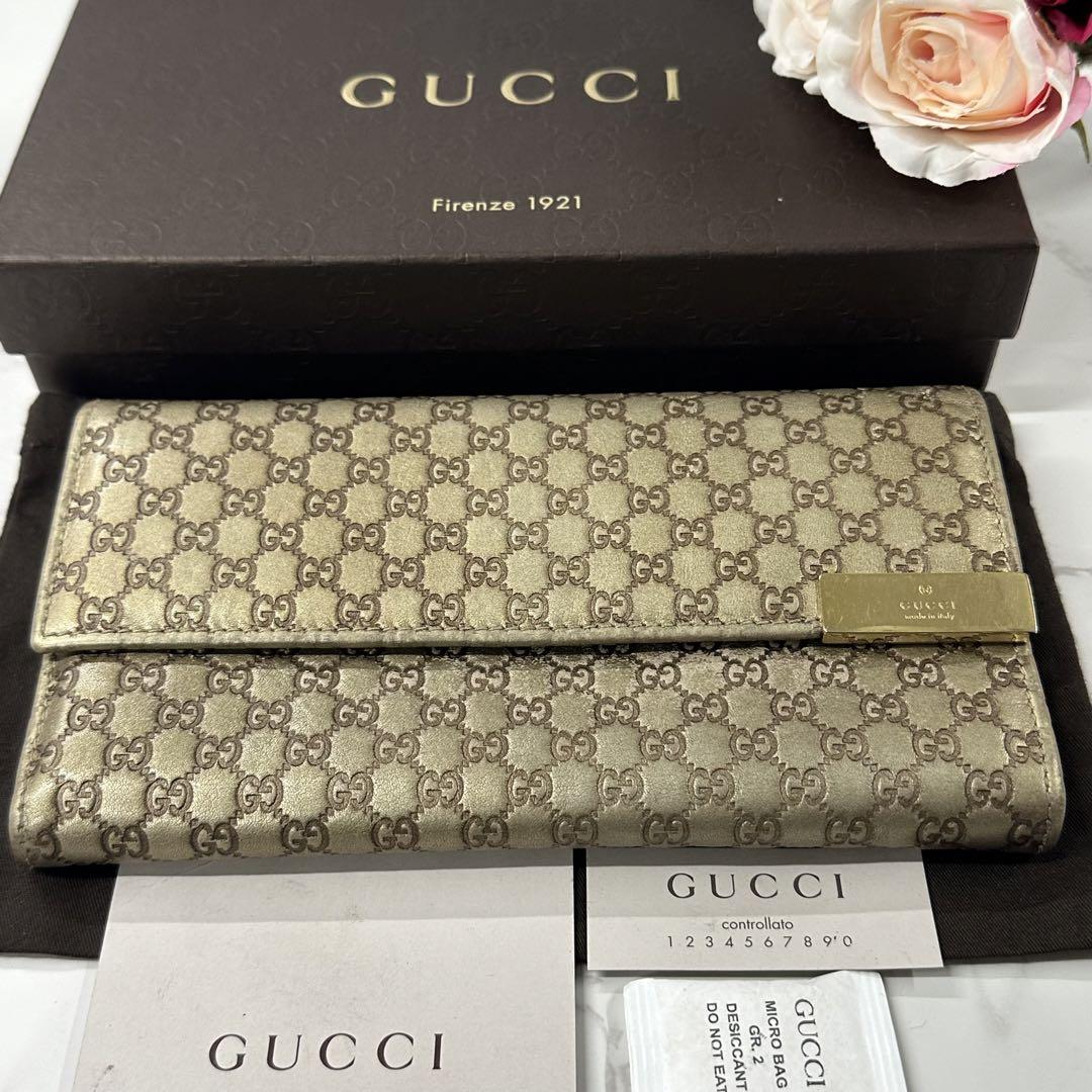 新品同様‼️ グッチ　GUCCI 財布　二つ折り　長財布　マイクロGG