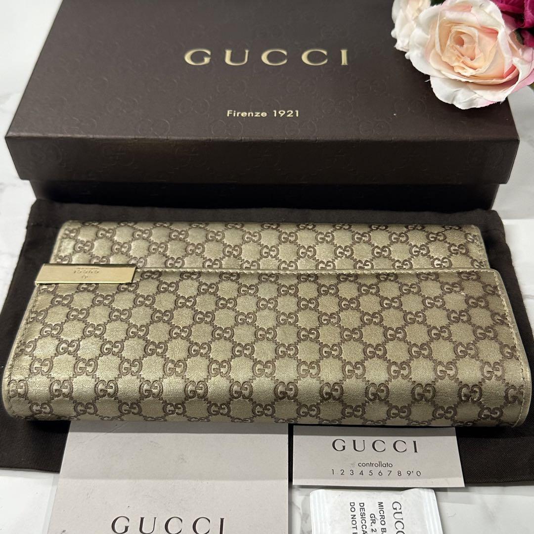 新品同様‼️ グッチ　GUCCI 財布　二つ折り　長財布　マイクロGG