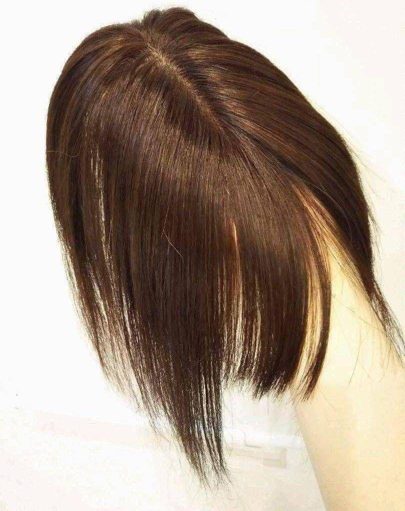 人毛100％前髪付き部分ウィッグ瞬間カバーI型つむじ地肌総