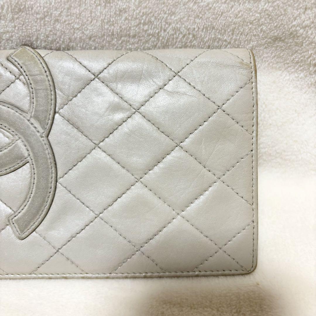CHANEL ライトグレー キルティング 長財布 レザー ココマーク