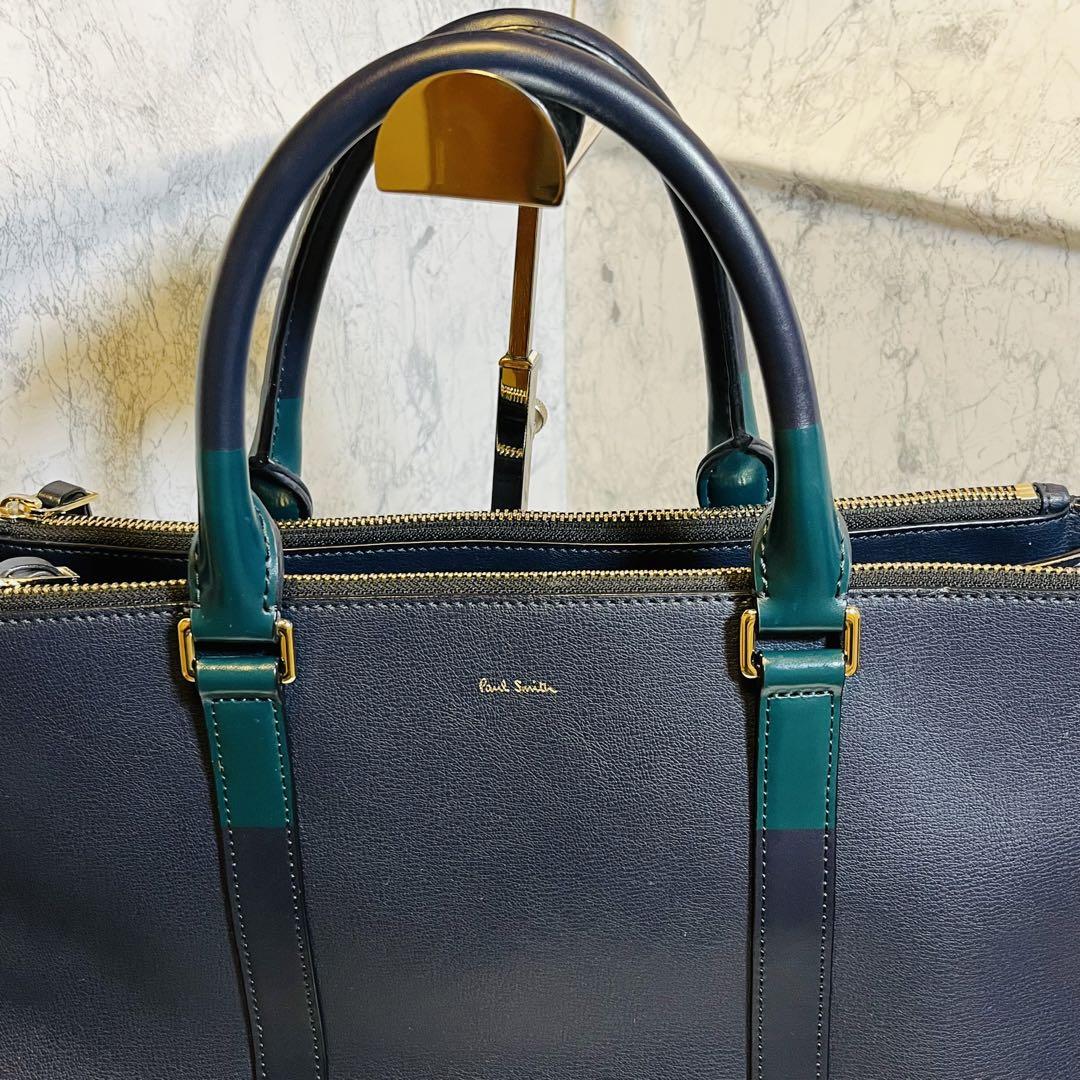 美品 ポールスミス レディース ビジネスバッグ レザー ネイビー 美品 ポールスミス レディース ビジネスバッグ レザー ネイビー