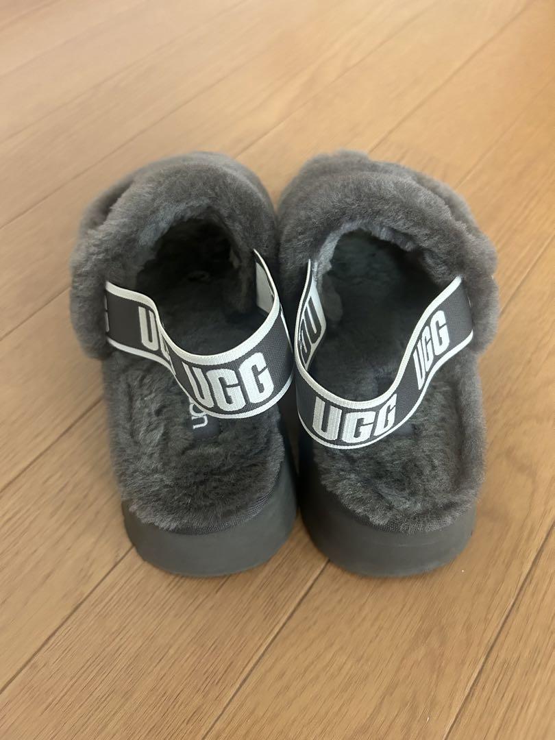 UGG グレー ファー サンダル　ディスコスライド
