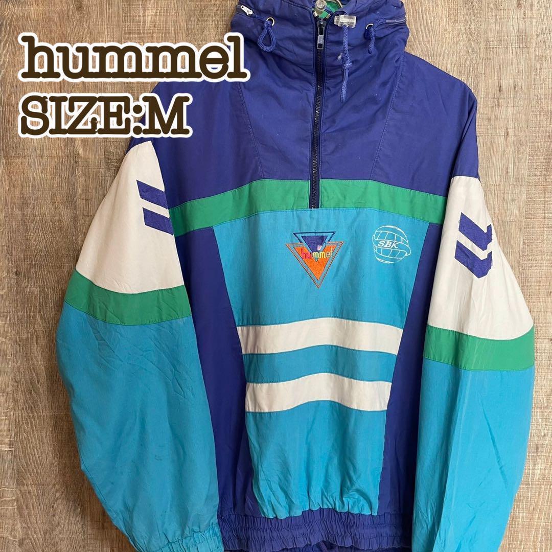 hummel ヒュンメル　ナイロンブルゾン　アノラックパーカー　青紫×水色　M