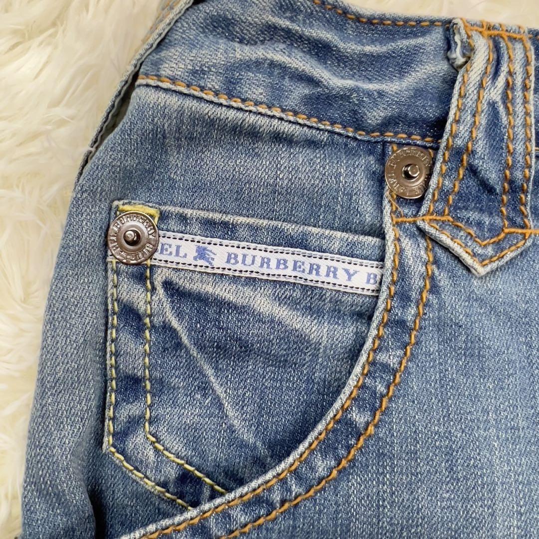 希少新品✨ バーバリーブルーレーベル デニム ミニスカート 大きめロゴ刺繍入り