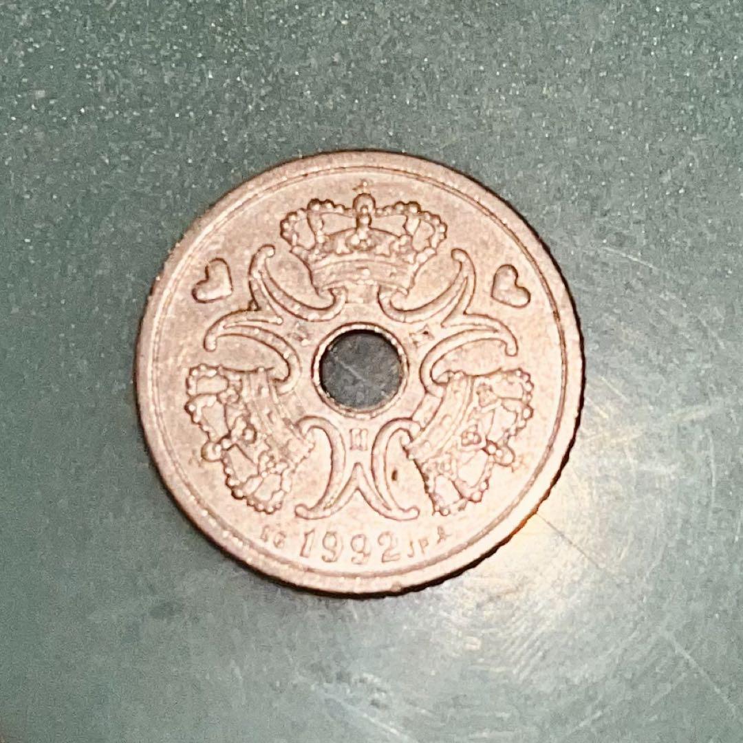 お礼や感謝伝えるプチギフト デンマーク硬貨【1クローネ(1999年) メルカリ - 1枚】約20mm コレクション