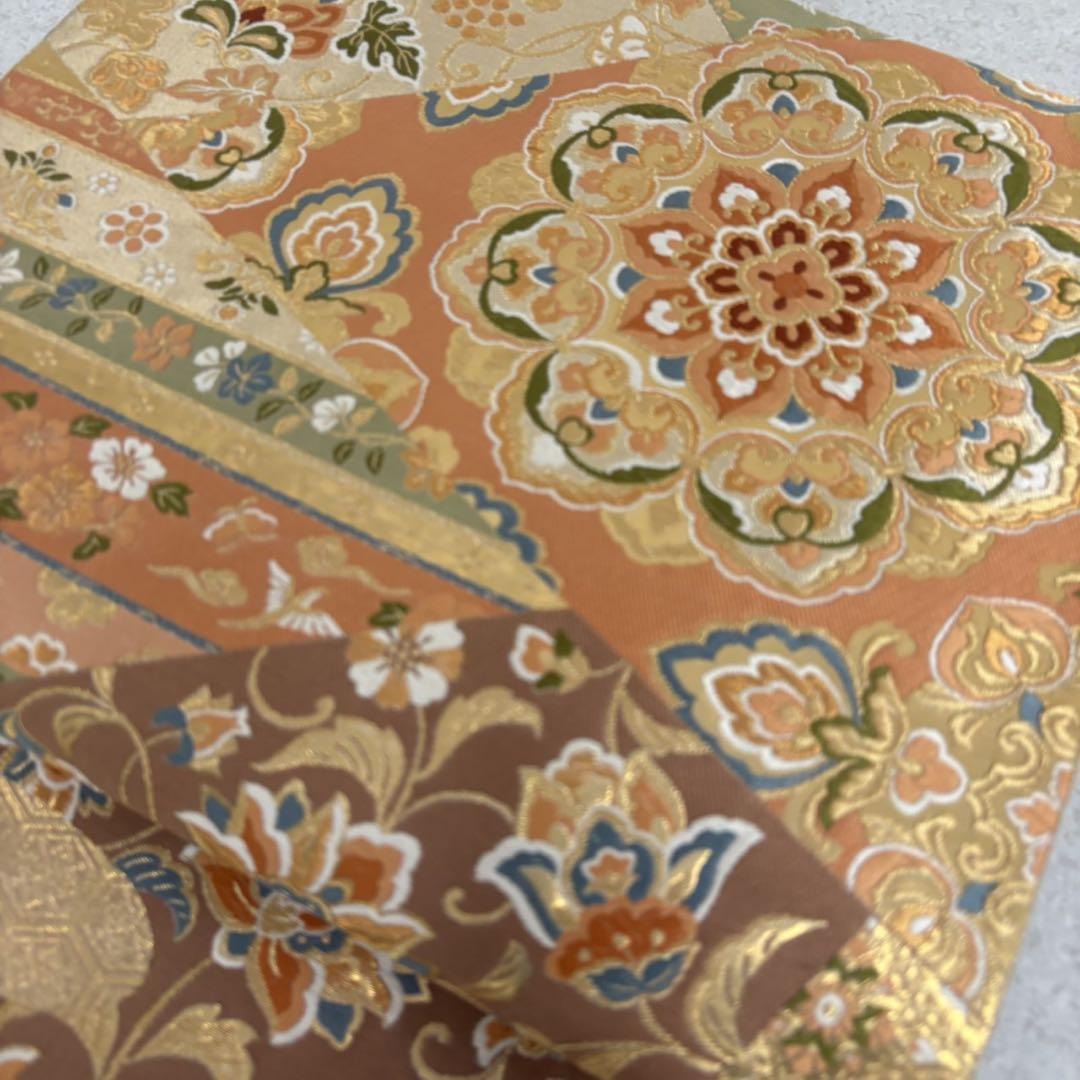 袋帯 西陣 服部織物 正倉裂取文様 本金箔 正絹 AO-3734