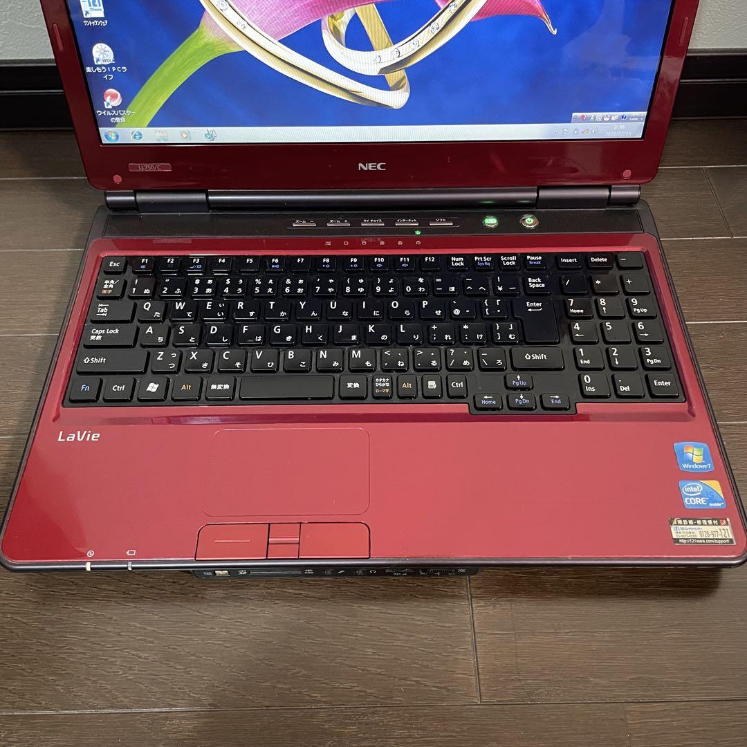 NEC LaVie ノートPC レッド（Windows 7） - メルカリ
