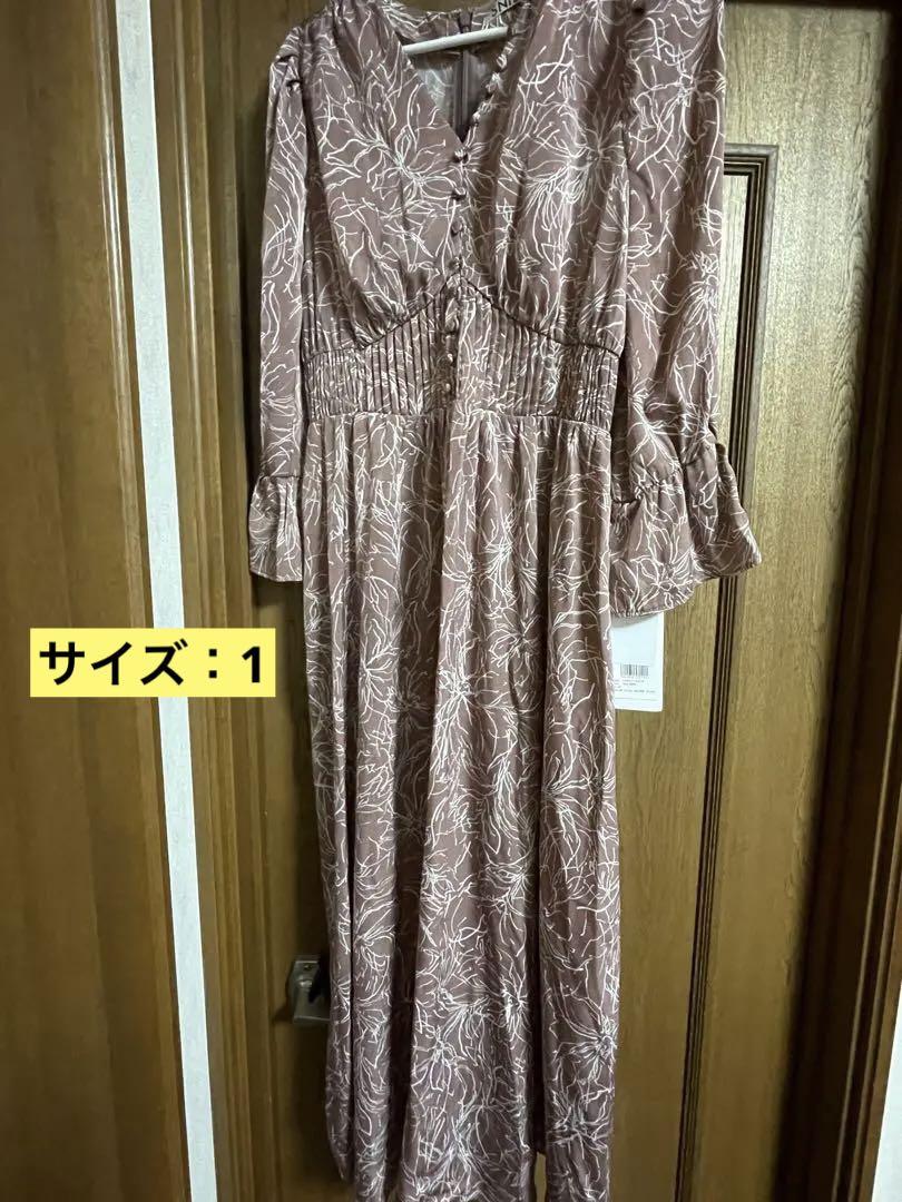 snidel ラインフラワーウエストギャザーワンピース