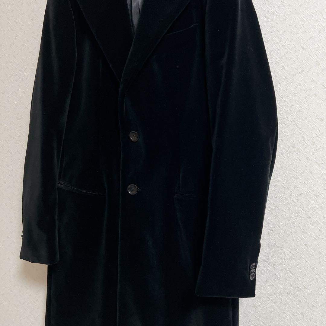 【新品同様】アルマーニコレツォーニ　ベルベット　チェスターコート　ベロア　黒