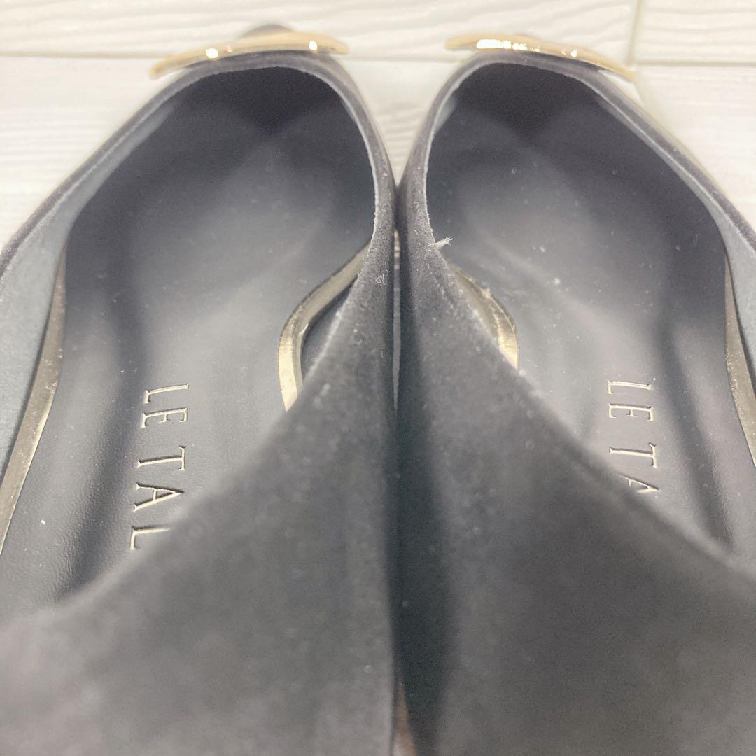 【未使用級】　ルタロン　メタルモチーフ　フラット　パンプス　25㎝　ポインテッド