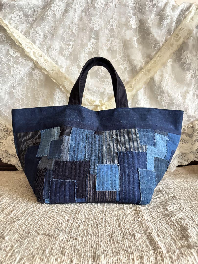 古布リメイク　ハンドメイド　藍染いろいろ　ボートバッグ　トートバッグ