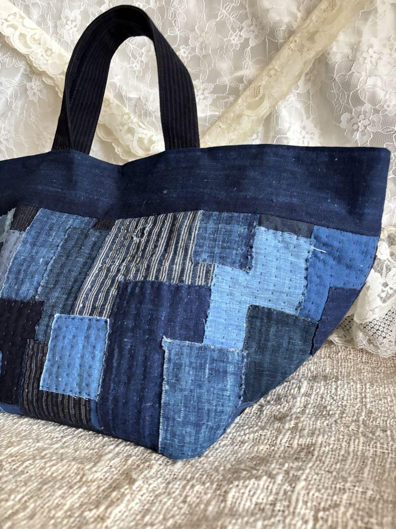 古布リメイク　ハンドメイド　藍染いろいろ　ボートバッグ　トートバッグ