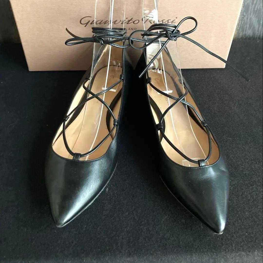 Gianvito Rossi パンプス フラットシューズ レザー 編上げ22.5cm Gianvito Rossi