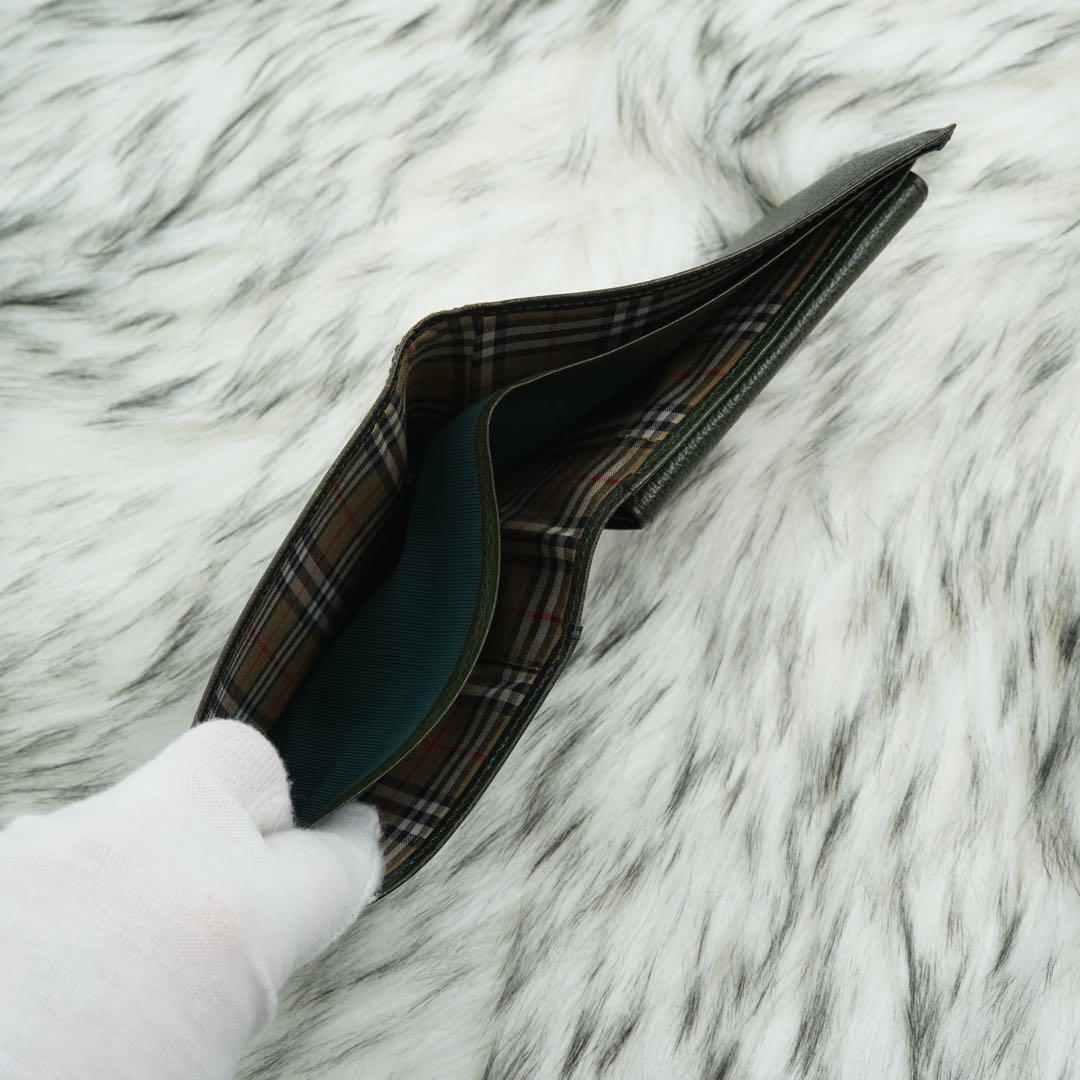 極美品 BURBERRY LONDON 折り財布 ノバチェック グリーン 希少
