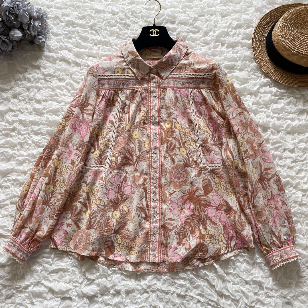 スペルアンドジプシーコレクティブ　花柄シャツ　ジャングルブラウス　かぎ編み