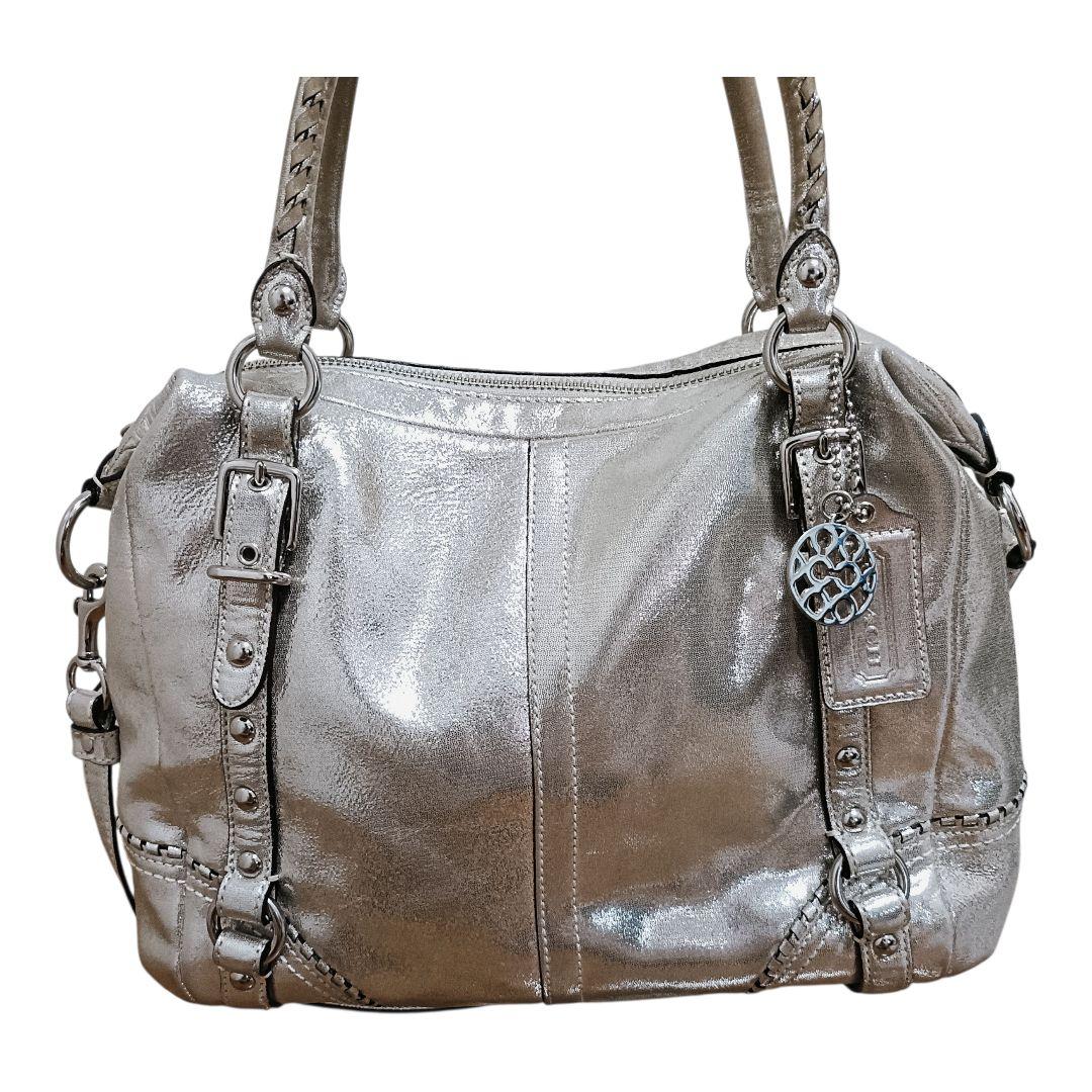 【希少】 coach コーチ トートバッグ 2way A4収納可 シルバー