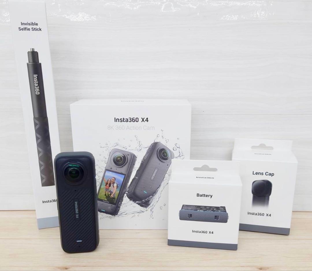 Insta360 X4 360° アクションカメラ 見えない自撮り棒 バッテリーinsta360