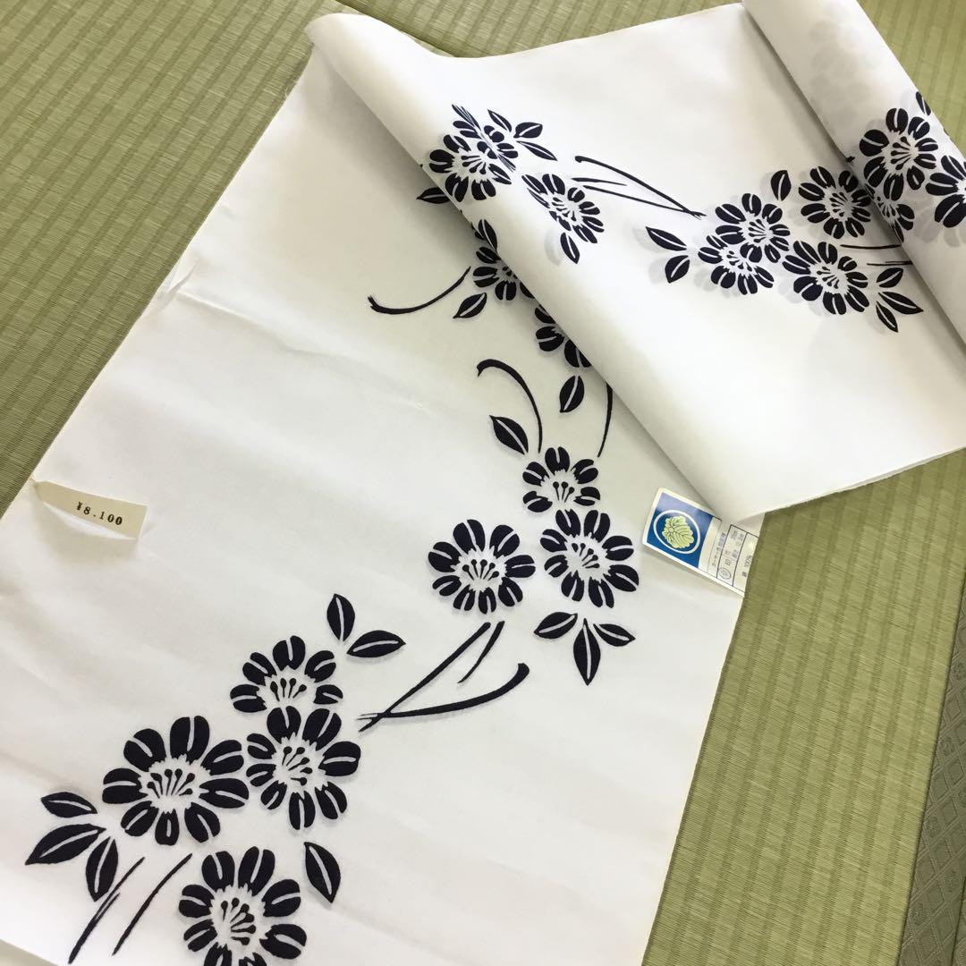 【新品】花柄刺繍 浴衣反物 綿100% 12.3m