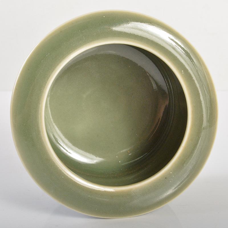 文化勲章受賞 板谷波山作 青磁 花文 三足香爐 共箱 M R6663