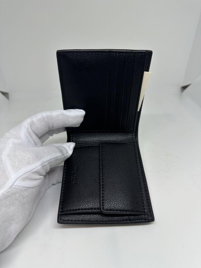 [大人気] coachメンズ 黒 レザー 二つ折り財布