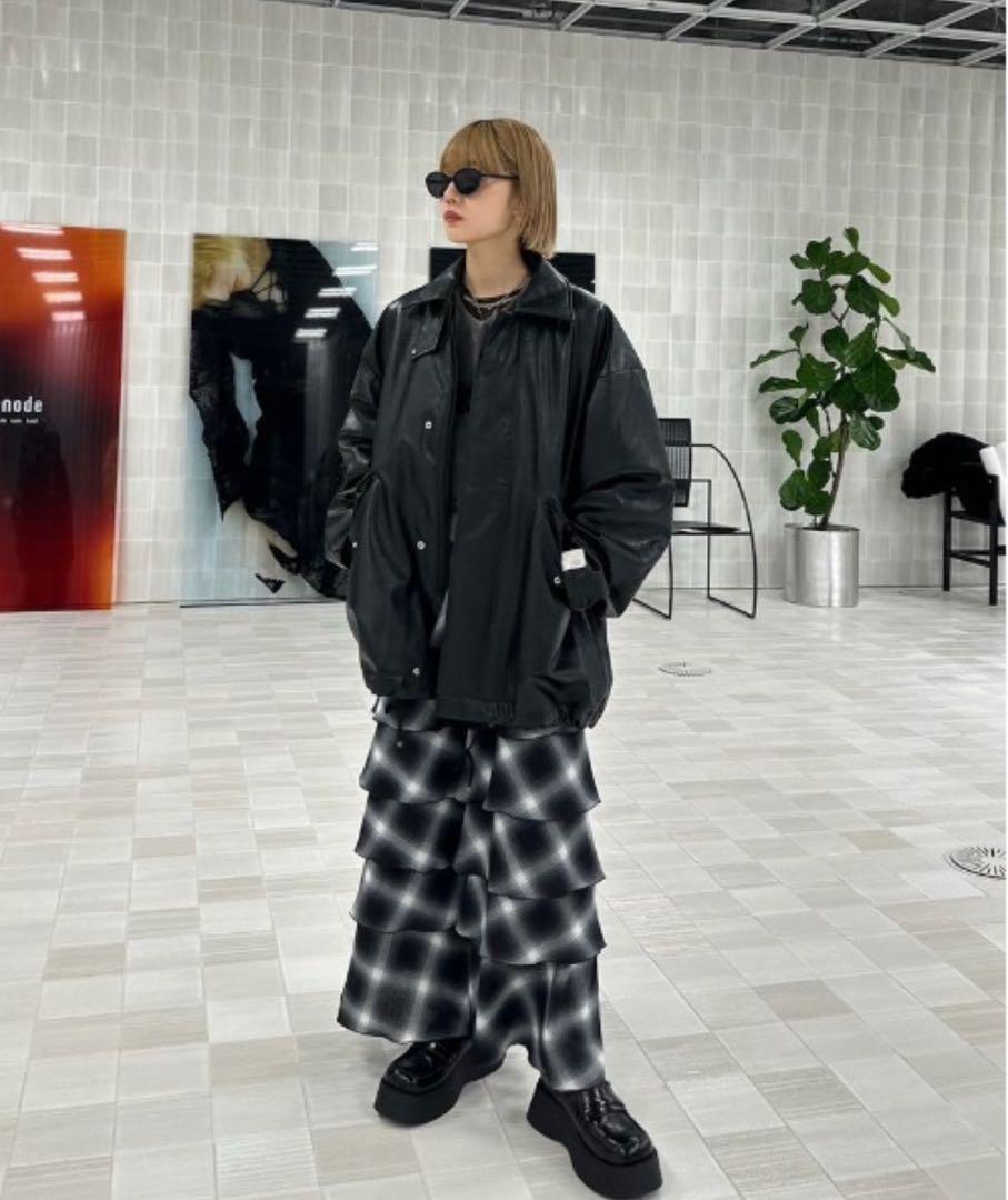 ワンピース Ameri 2PIECE OMBRE CHECK TIERED DRESS