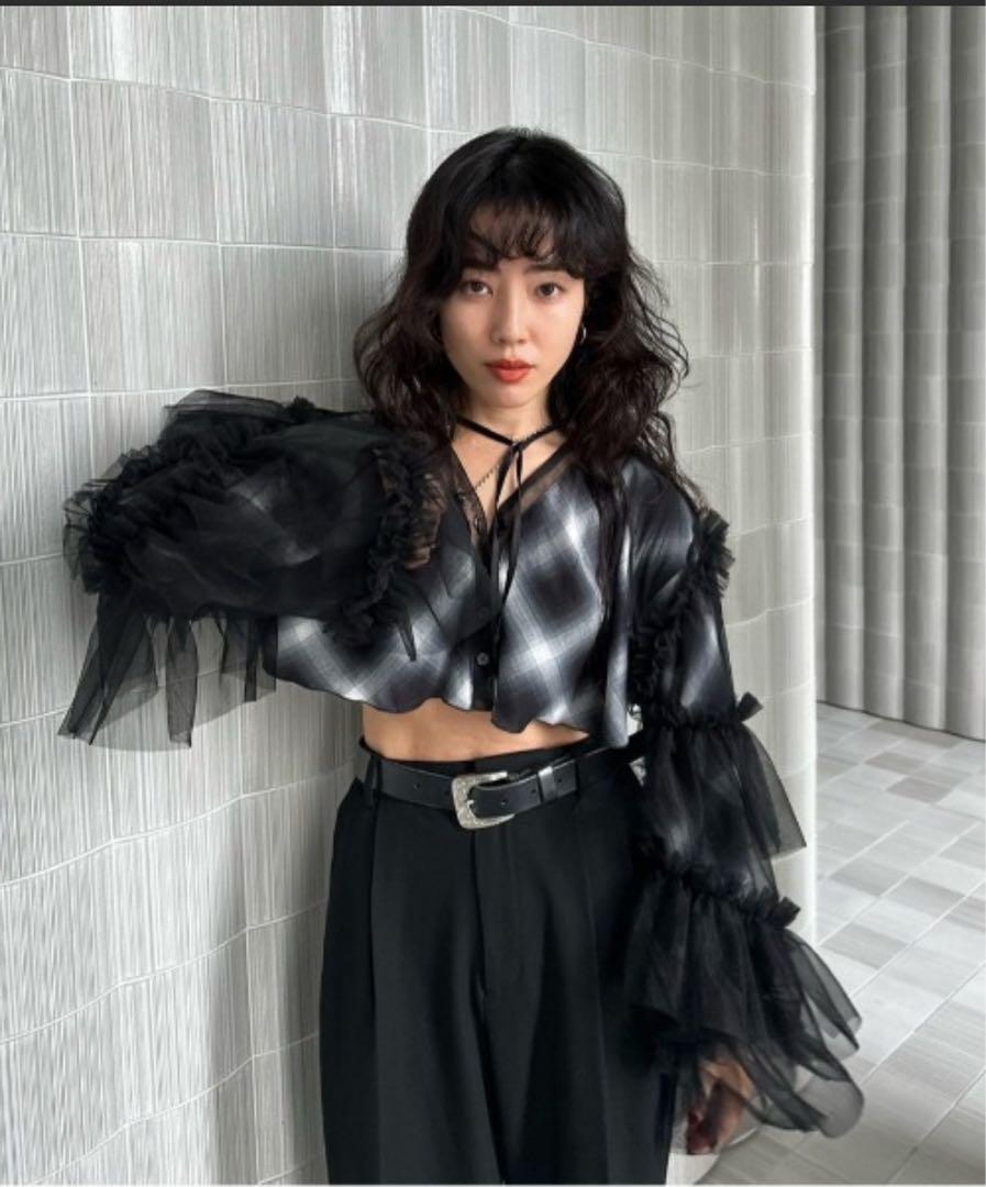 ワンピース Ameri 2PIECE OMBRE CHECK TIERED DRESS
