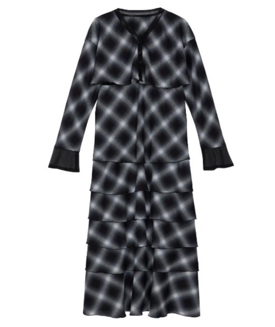 ワンピース Ameri 2PIECE OMBRE CHECK TIERED DRESS
