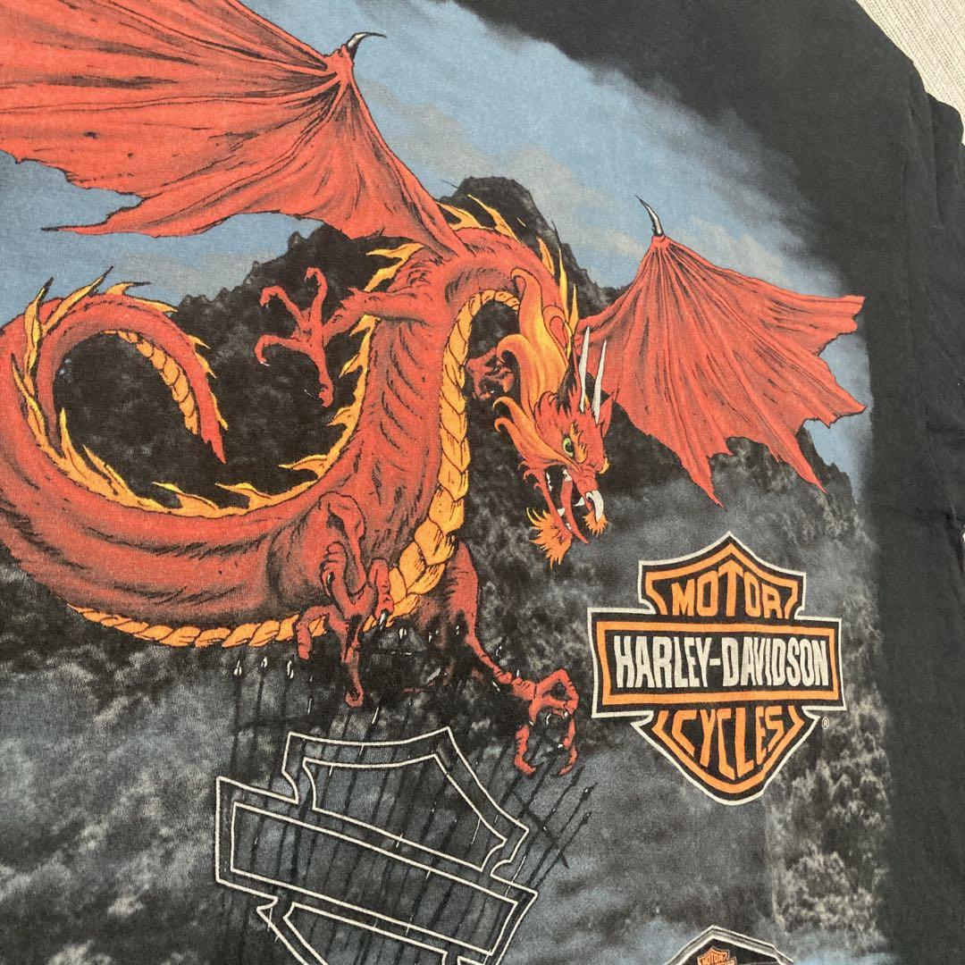 90's H-D ハーレーダヴィッドソン イーグル×ドラゴン Tシャツ
