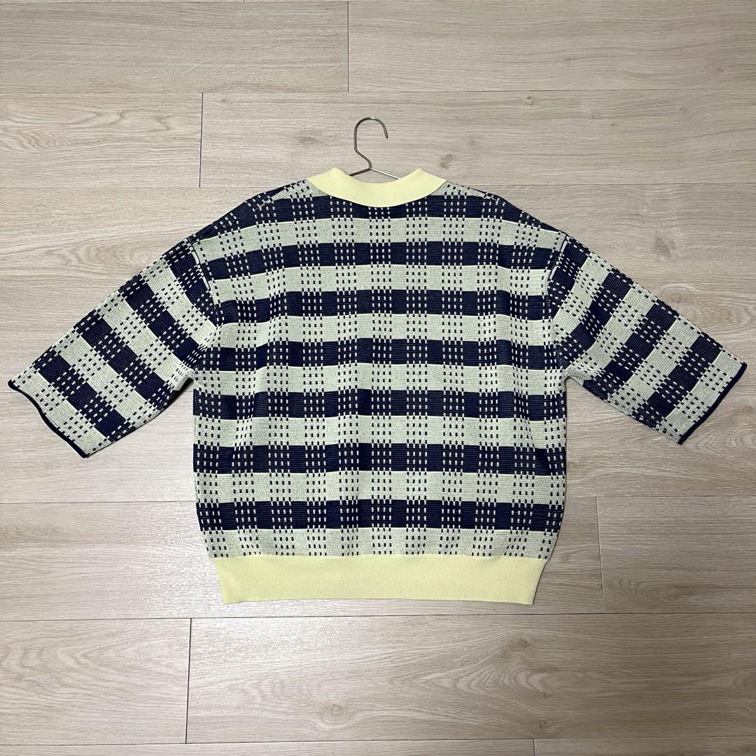 6 ROKU BORDER COLLOR KNIT PULLOVER/ポロシャツ