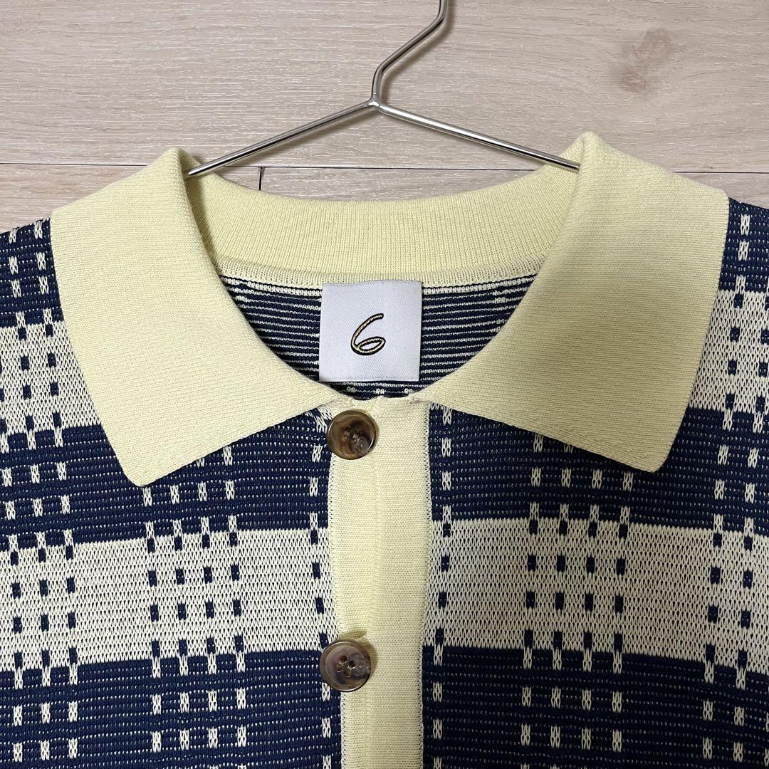 6 ROKU BORDER COLLOR KNIT PULLOVER/ポロシャツ