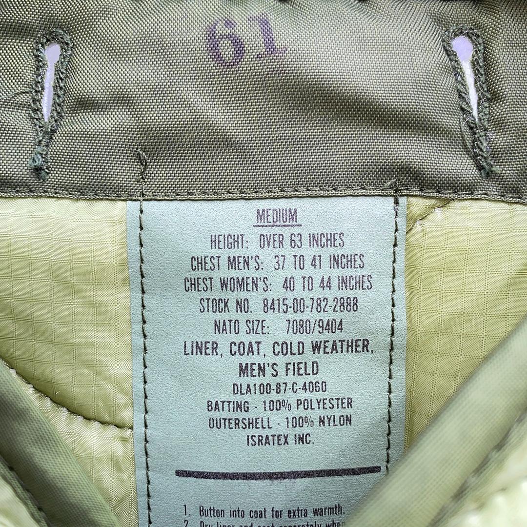 米軍実物 ライナー オリーブ M 未使用 5JXSZ-m20192061332 M-65 フィールド ジャケット用 国産HOT