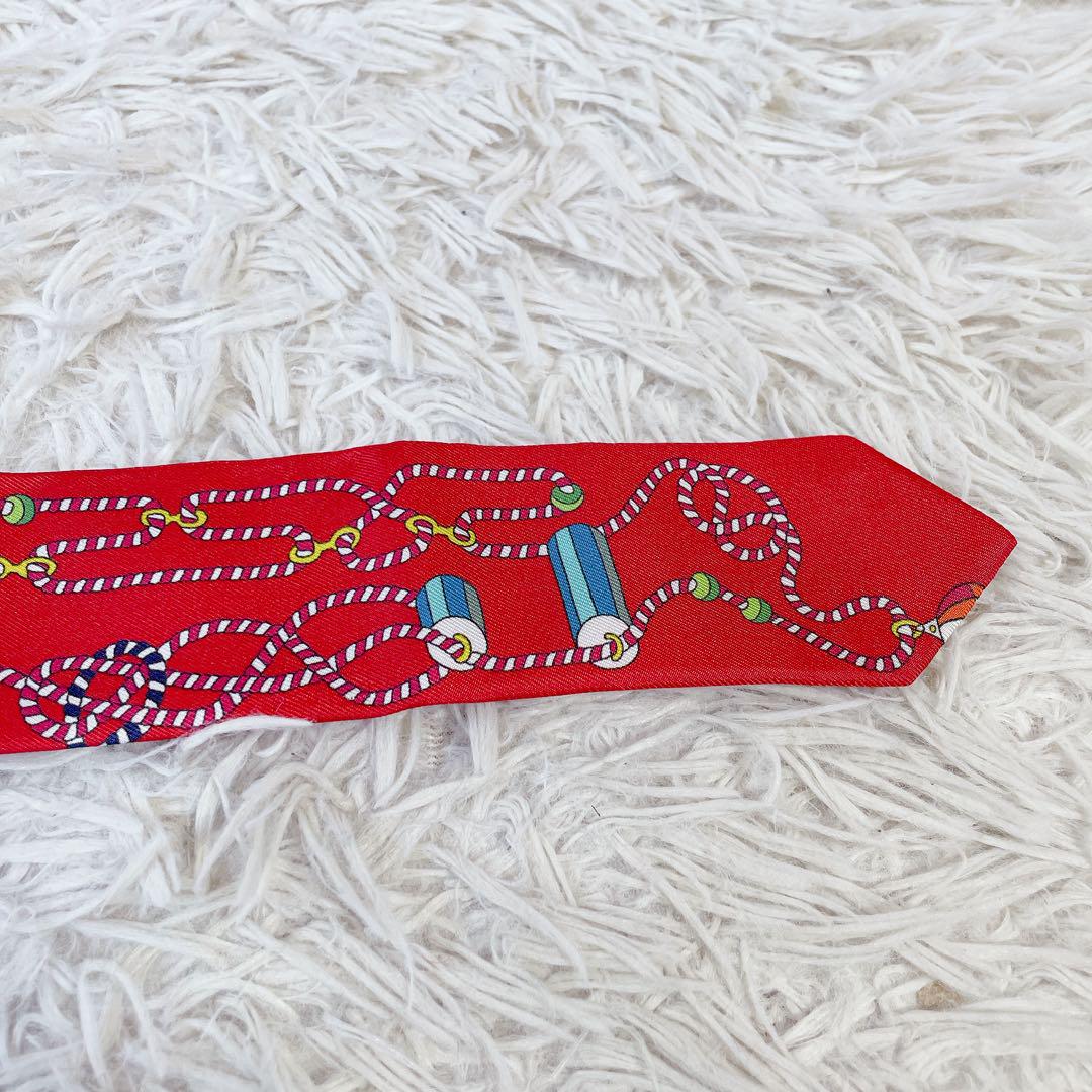 美品　エルメス　ツイリー　コルダージュ　ロープ柄　シルク100% スカーフ 美品 エルメス ツイリー コルダージュ ロープ柄 シルク100