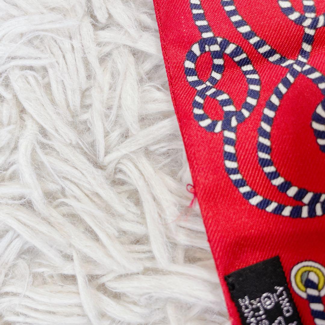 美品　エルメス　ツイリー　コルダージュ　ロープ柄　シルク100% スカーフ 美品 エルメス ツイリー コルダージュ ロープ柄 シルク100