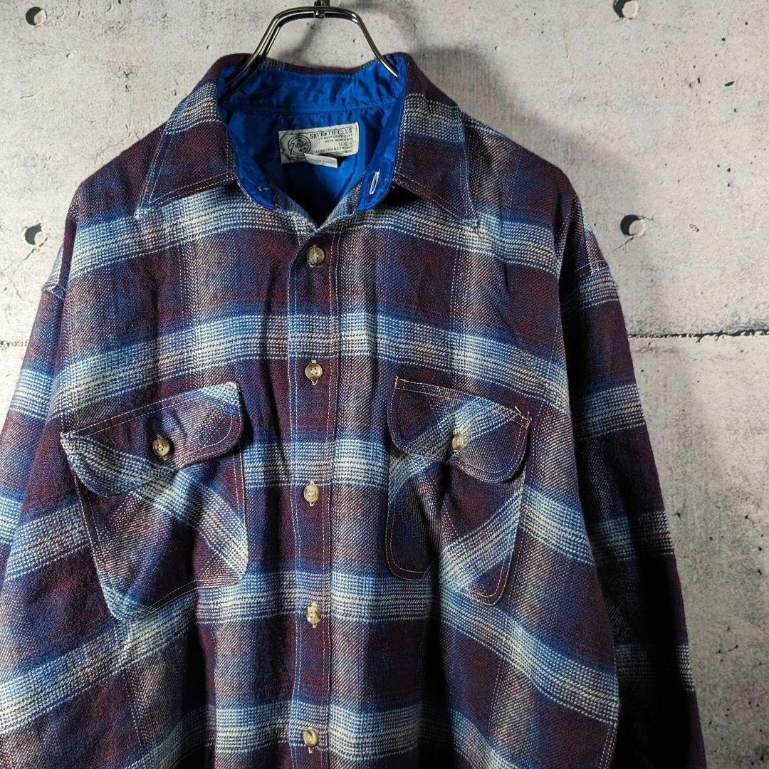 USA　90s　ビンテージ　長袖シャツ　オンブレチェック　良配色　アメカジ　L