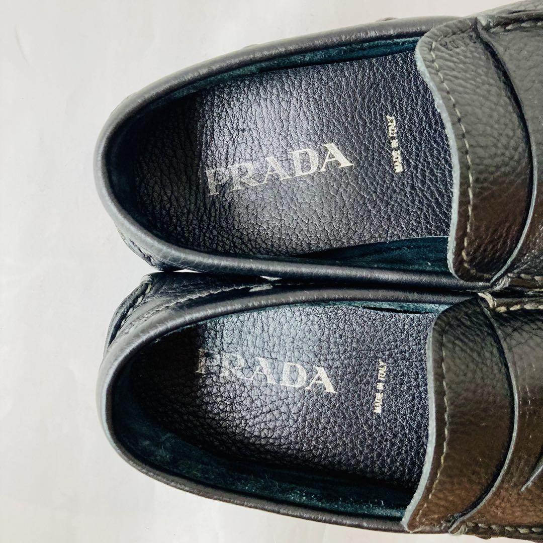 【美品】PRADA プラダ 黒 コインローファー 24.5cm 除菌・消臭済み