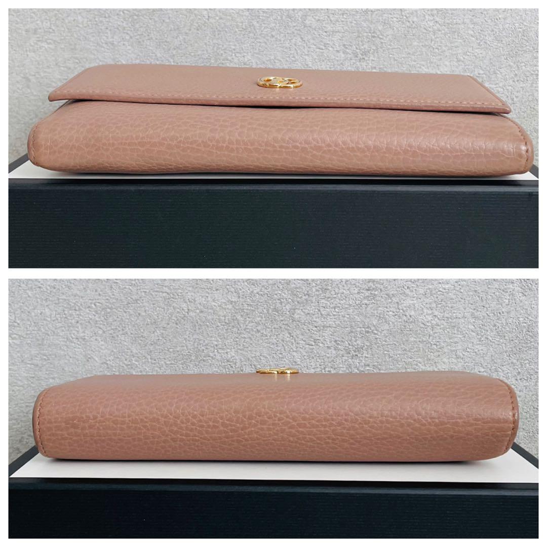 美品✨グッチ 長財布 マーモント GG レザー ダスティーピンク  ロゴ